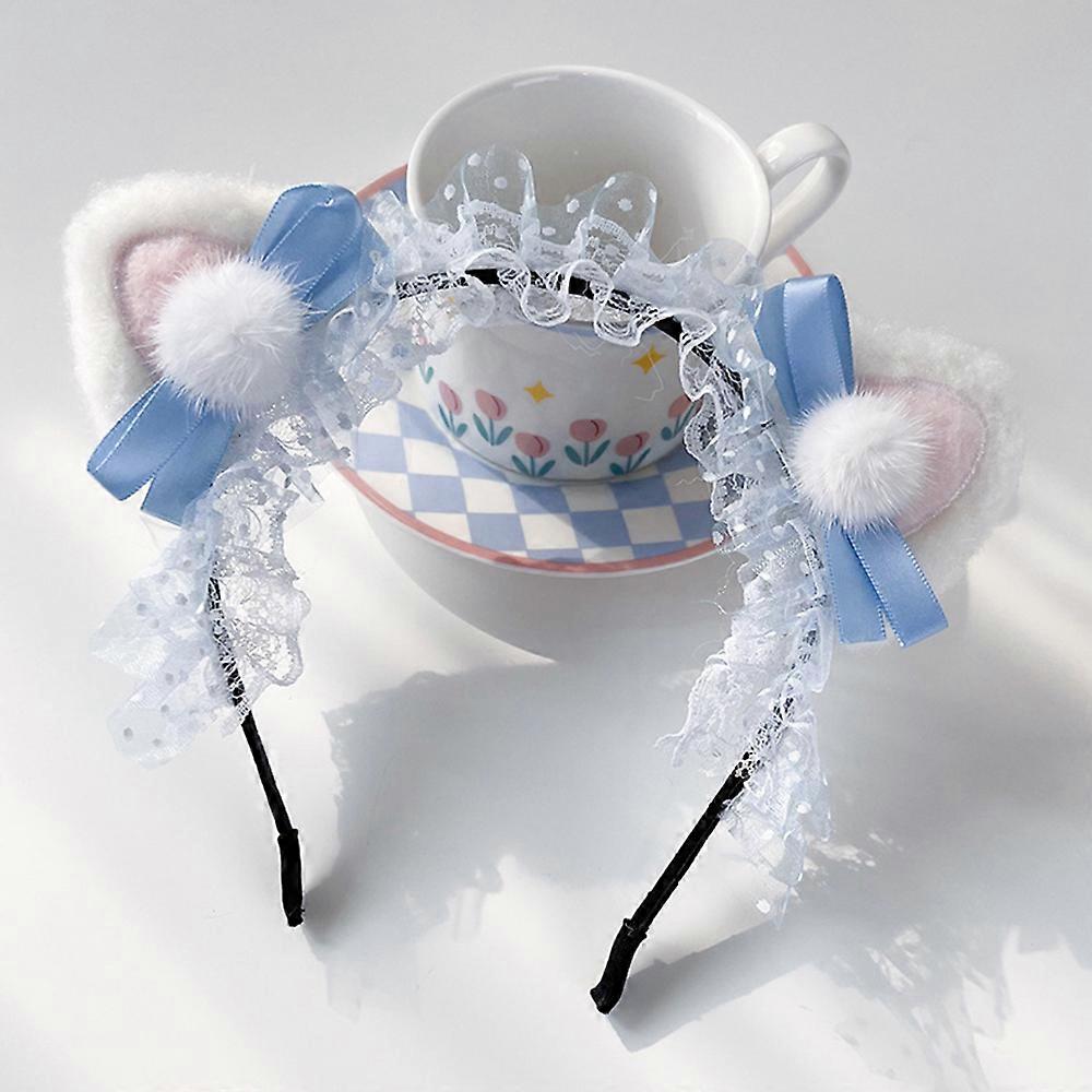 Handmade Woman\'s Hair Hoop with Color-preserving Fluffy Cat Ears Design for Birthday Stage Party Show Dress up