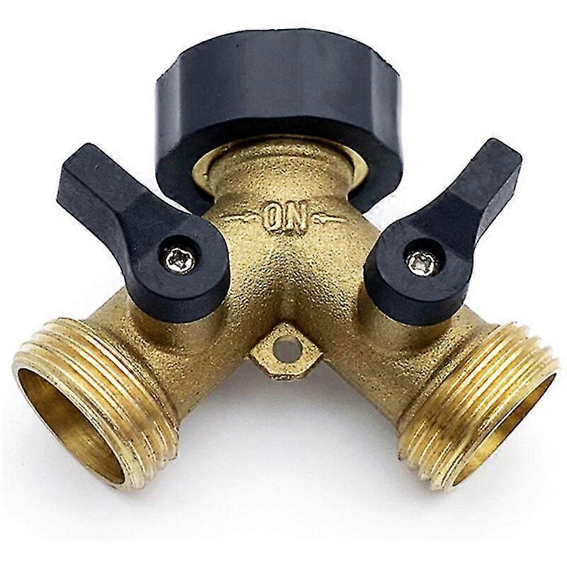 2-way Faucet Splitter Y-distributor For Garden Hose, 3/4 Inch Water Splitter For 2 Device Connection, Brass