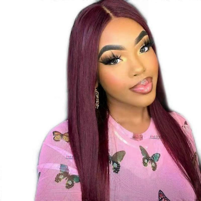 Pruik Vrouw Lang Steil Haar WijnRood