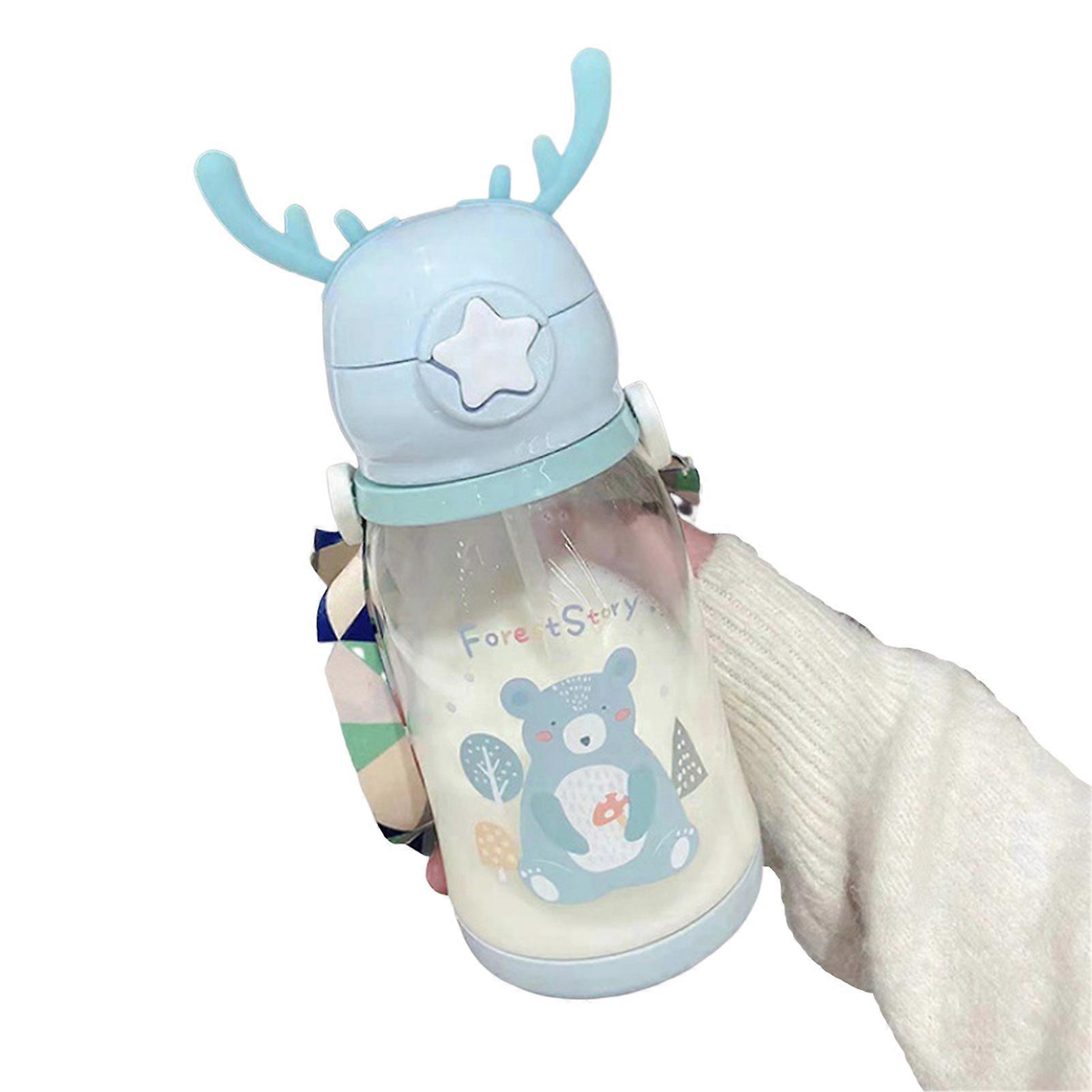 Kids Antler Water Bottle 600ML Large Capacity Leakproof Water Bottle for Classroom Road Trips Traveling