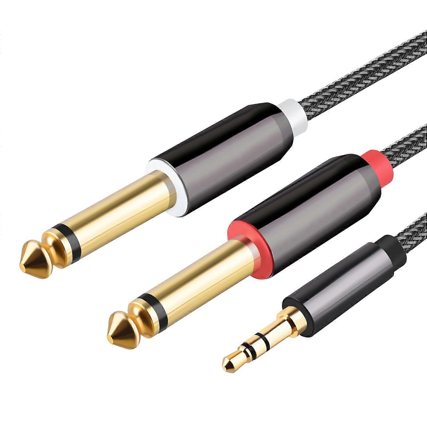 Cable Adaptador 3.5mm A 6.35mm TRS Estéreo 30cm (Pack 2) - Conecta Guitarra, Amplificador O PC