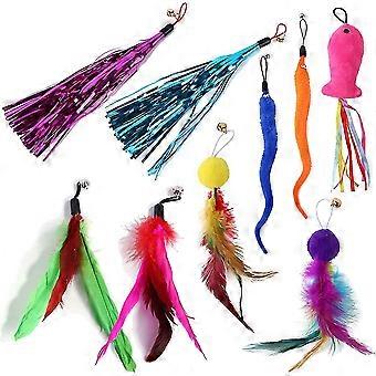 9 Pieces Acsergery Cat Teaser Wand Replacements, Cat Feather Toy Refills Accessories Gift