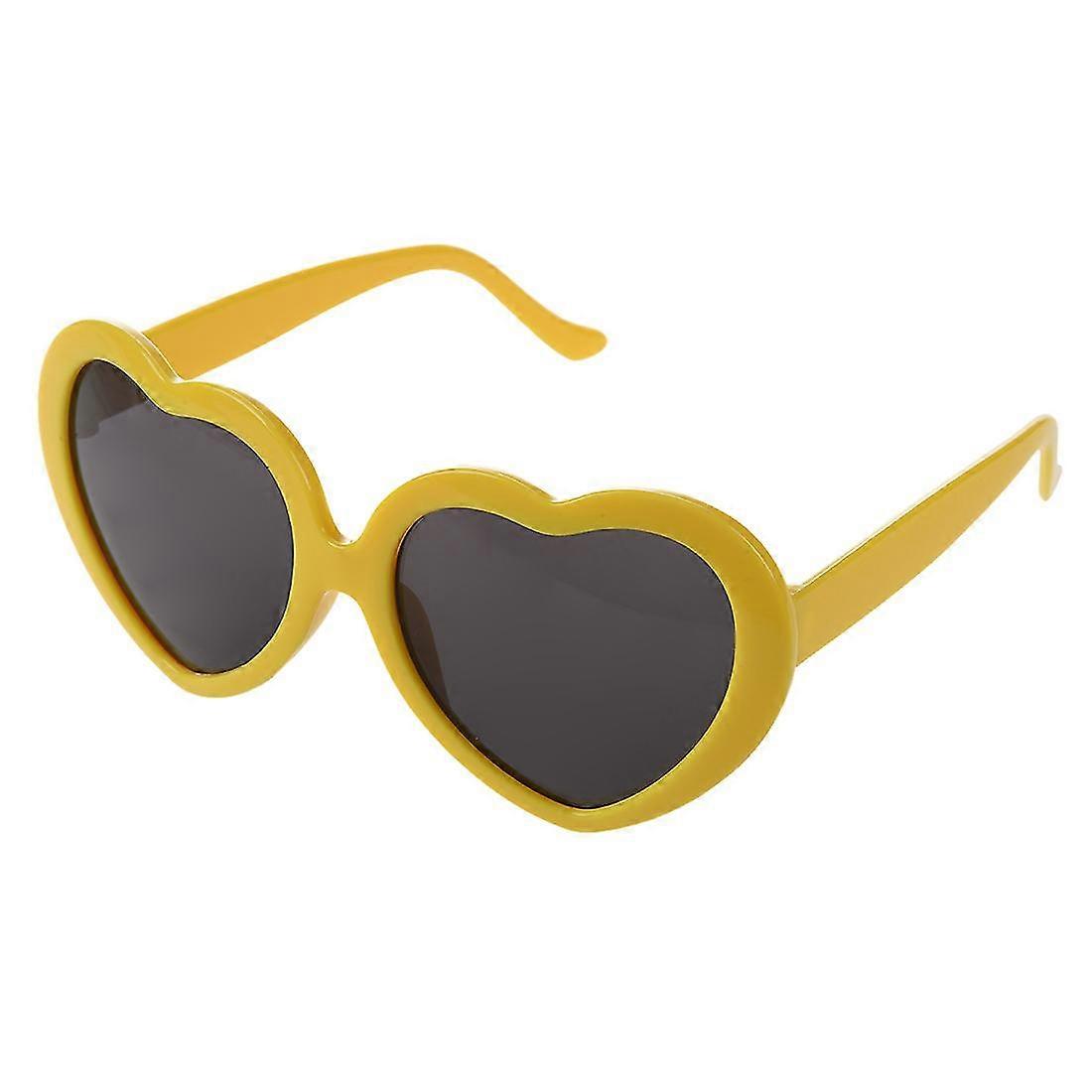Moda Divertido Verano Amor Corazón Forma Gafas de sol Amarillo