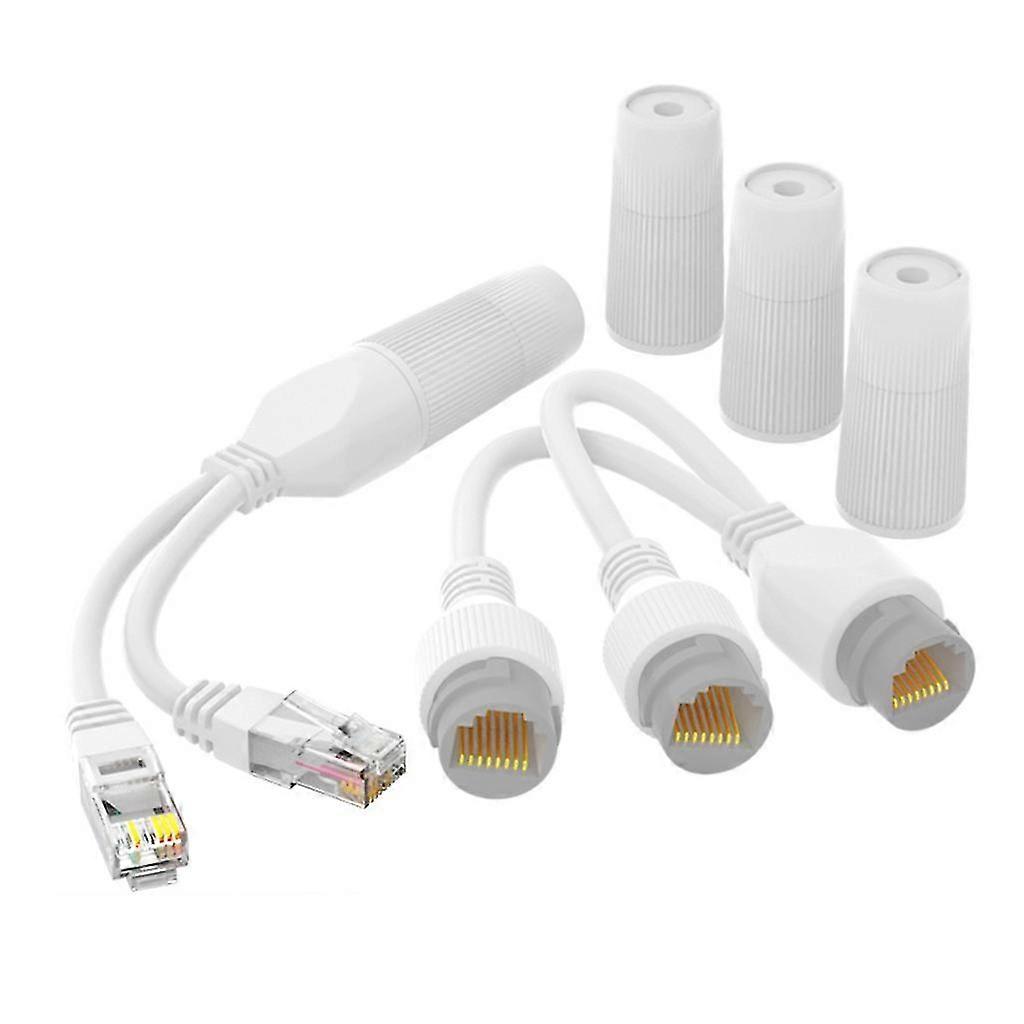 Upgraded Waterproof Poe Splitter 2-in-1 Network Cabling Connector Three-way