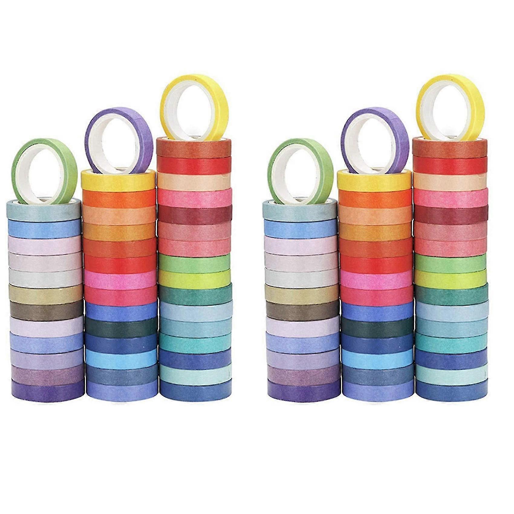 120 Pcs Basic Solid Color Washi Tape Rainbow Masking Tape Decorative Adhesive Tape Sticker Scrapboo