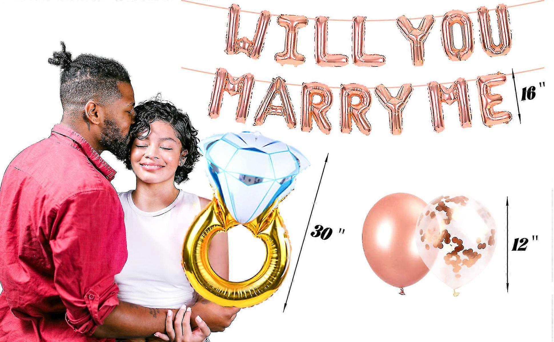 12 Set Rose Gold Will You Marry Me Proposal Decorations