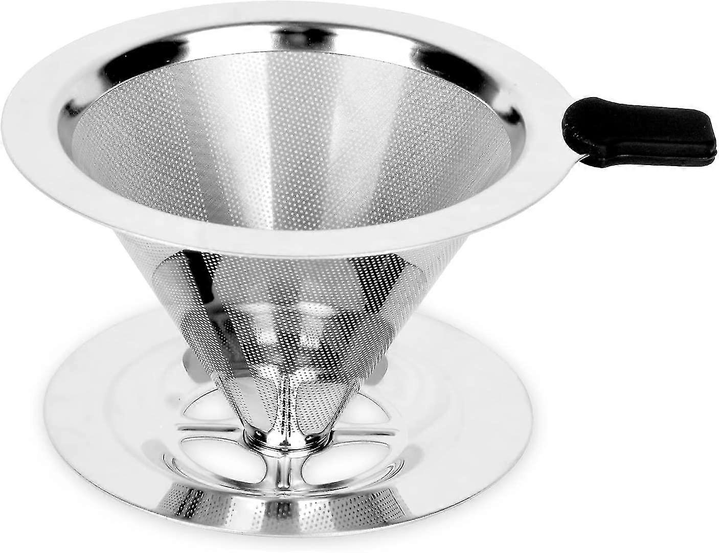 Coffee Filter, Reusable Stainless Steel Mesh Dripper, Permanent Pour Over Coffee Dripper, Paperless Drip Cone Coffee Filter With Holder Kitchen Tools