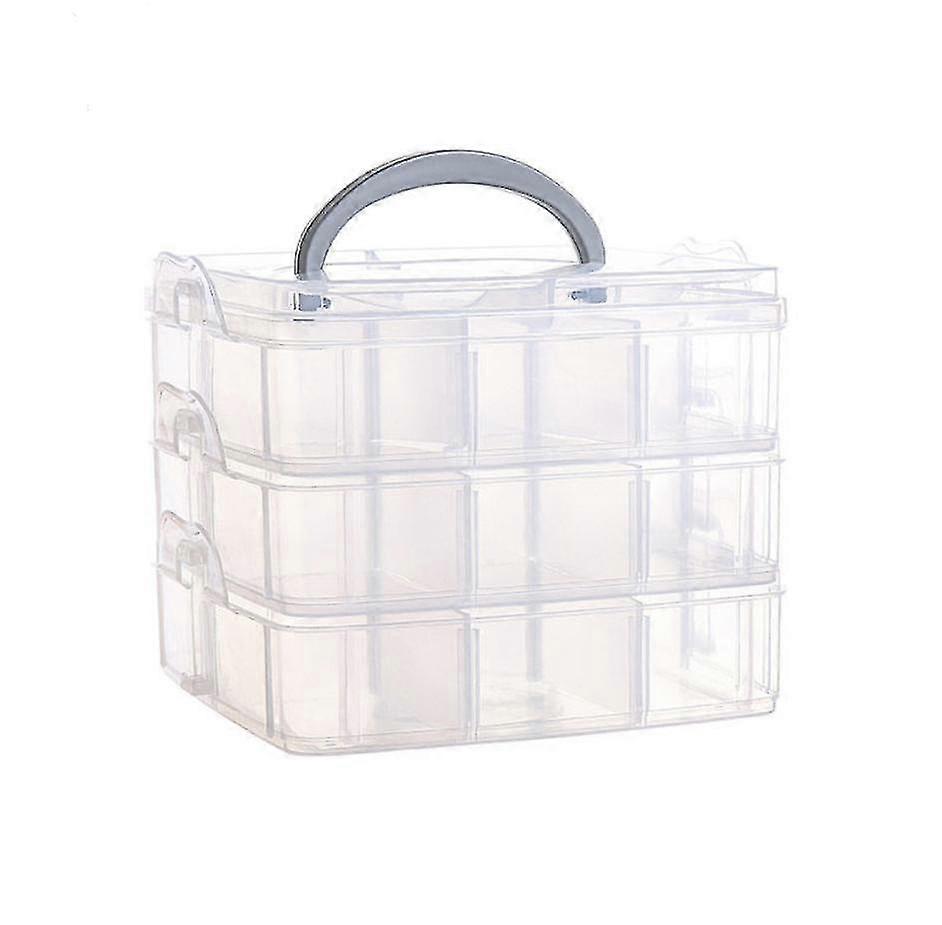 3layer Clear Plastic Jewelry Bead Storage-box Container Organizer Case Craft.(white)(1pcs)