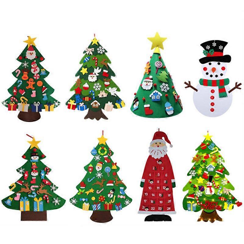 MIMIGO DIY Felt Christmas Tree for Toddlers, Snowman, Santa Claus, Elk Christmas Tree Wall Decor for Home, DIY for Kids