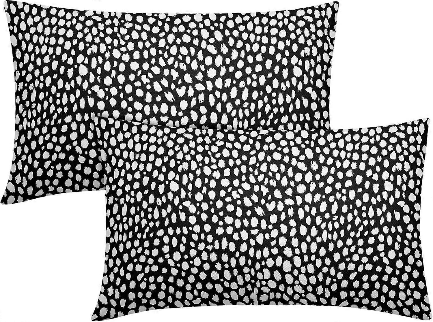 ブラッククリームドットランバー枕カバー12x20インチ自由奔放に生きるデザインポルカドットスロー枕カバー2つのモダンなトレンディなプリント枕カバーコットンリネンクッションのセット