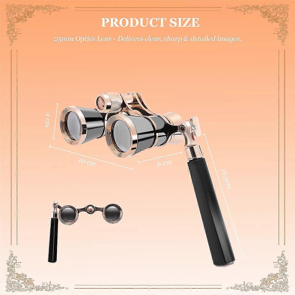 ブラック 3x25 オペラ双眼鏡コーティングレンズ望遠鏡オペラメガネコーティングシアターガラスレディガラスハンドル女性女の子ギフト