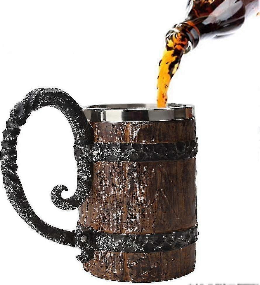 Barrel-shaped Beer Mug, Drinking Container With Handle, 550 Ml