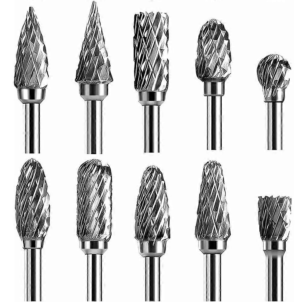 Tungsten Carbide Wood Milling Cutter Set ,Tungsten Steel Rotary File for Grinding and Chip Removal for Root Carving and Wood Carving(10 pieces)