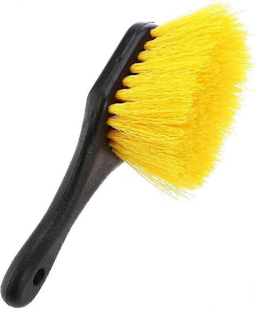 洗車ブラシ 車のホイールクリーニング用ショートハンドルホイールタイヤクリーニングブラシ(イエロー)(1個入)