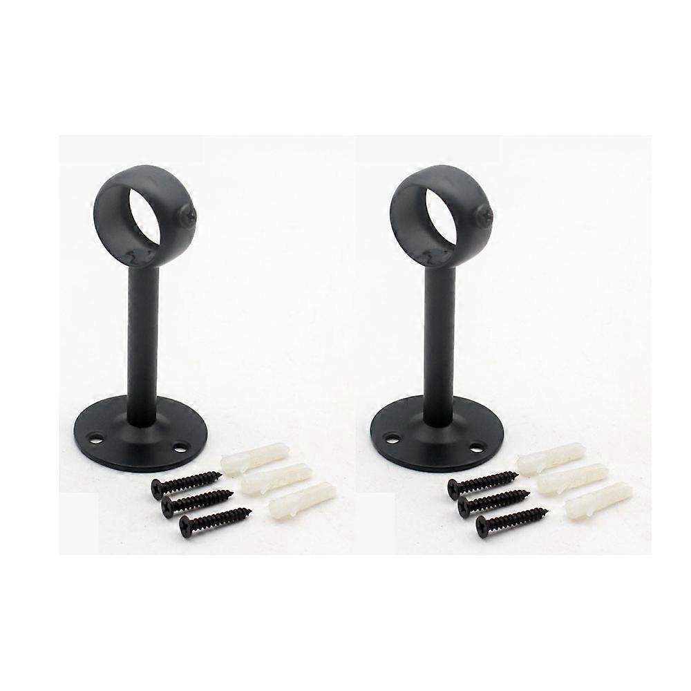 2 Piece Set (Black) Adjustable Curtain Rod Ceiling Bracket