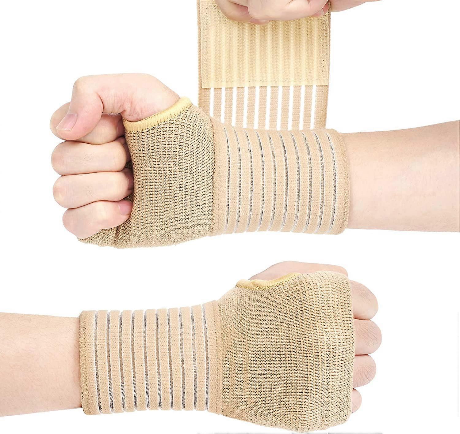 Hengittävä rannetuki, 1 pari edistynyttä rannetukea, rannetuki niveltulehdukseen, jännetulehdukseen, rannekanavaan ja nyrjähdykseen, naiset ja miehet (beige)