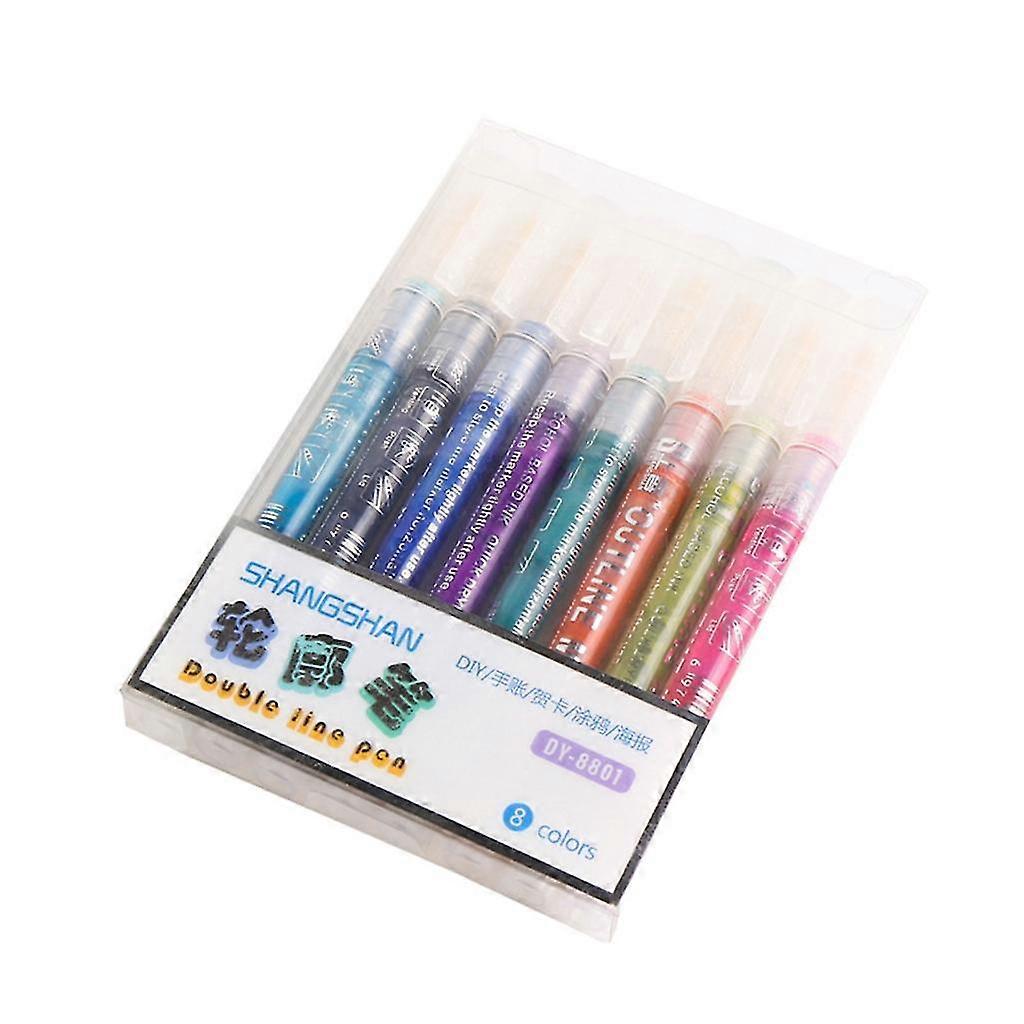 8/12 Color Double Line Outline Art Pen Marker Pen Sketching Card Making