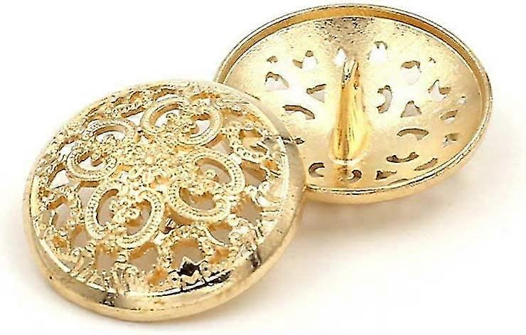 10 Pieces Retro Hollow Sewing Button Shank Round Shaped Metal Button Set (gold, 20 Mm)