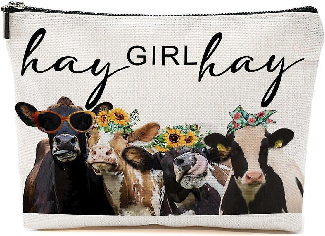 Αγελάδα Εκτύπωση Stuff Cow Δώρα, Western Stuff Sunflower Makeup Bag, Country Stuff Cosmetic Bag, Αγελάδα Θεματικά δώρα για τις γυναίκες Country Girl Cow Lover, Farm Ani