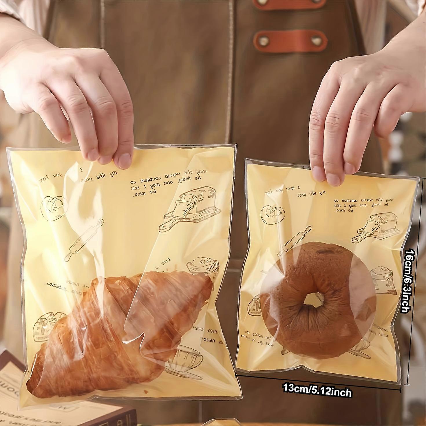 50pcs Self-Adhesive Bakery Storage Bags - Convenient Storage Solution with Easy-to-Use Seal - Ideal for Fresh Bread, Biscuits, Cookies, Cakes, and Mor