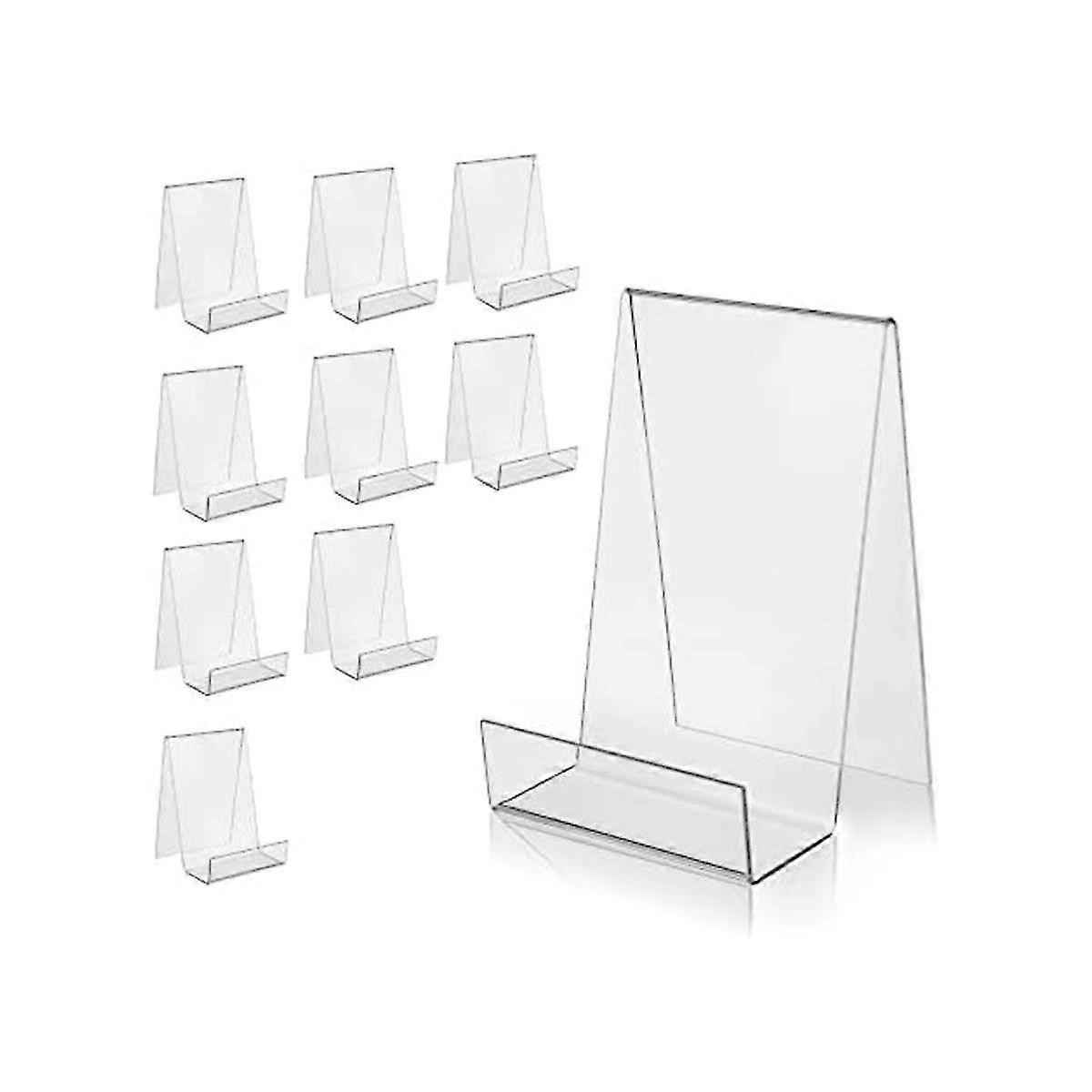 Acrylic Book Stand With Ledge Clear Display Easels Plate For Books Display, Music Sheets, Artworks, Cd, (5large+5small)