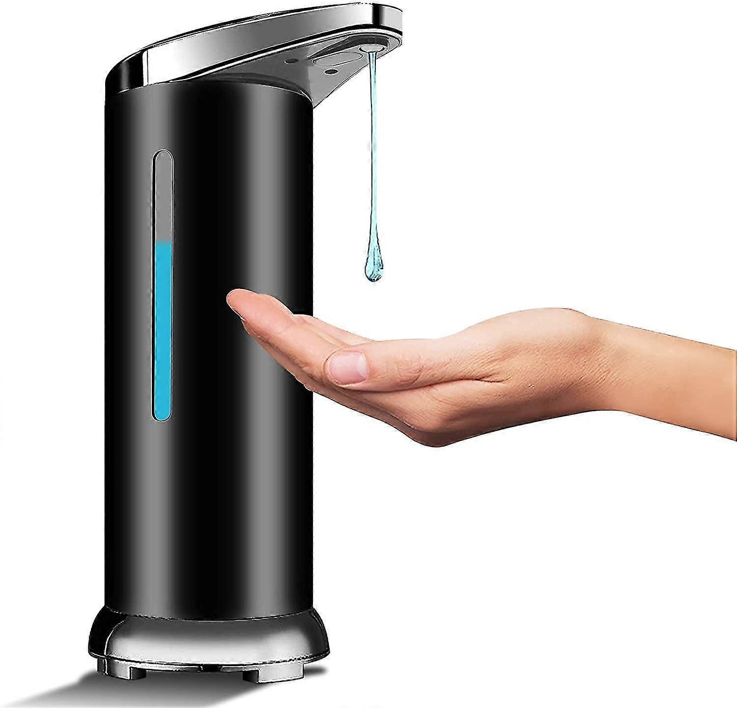 Stainless Steel Automatic Soap Dispenser, Touchless Sanitizer Dispenser With Infrared Sensor, Adjustable Switch And Waterproof Base (black Battery)