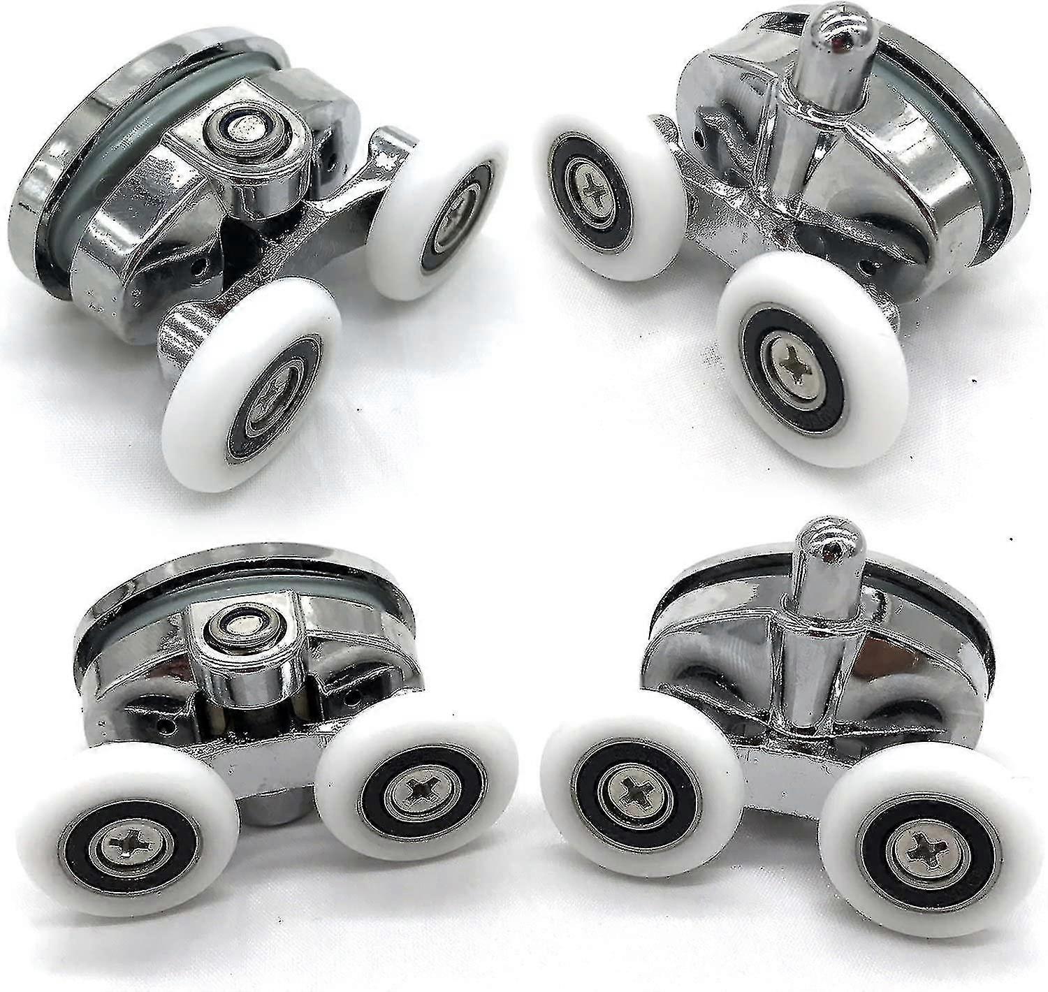 Set Of 4 New Oval Butterfly Twin Wheel Shower Door Rollers