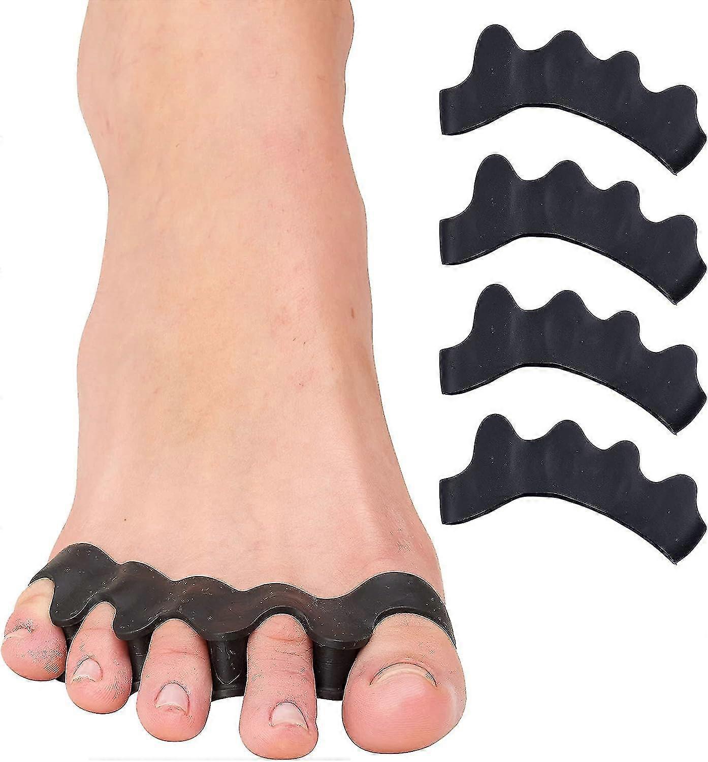 Silicone Toe Spacers For Correct Toe Alignment, Straighteners - 5 Pairs  Black+white