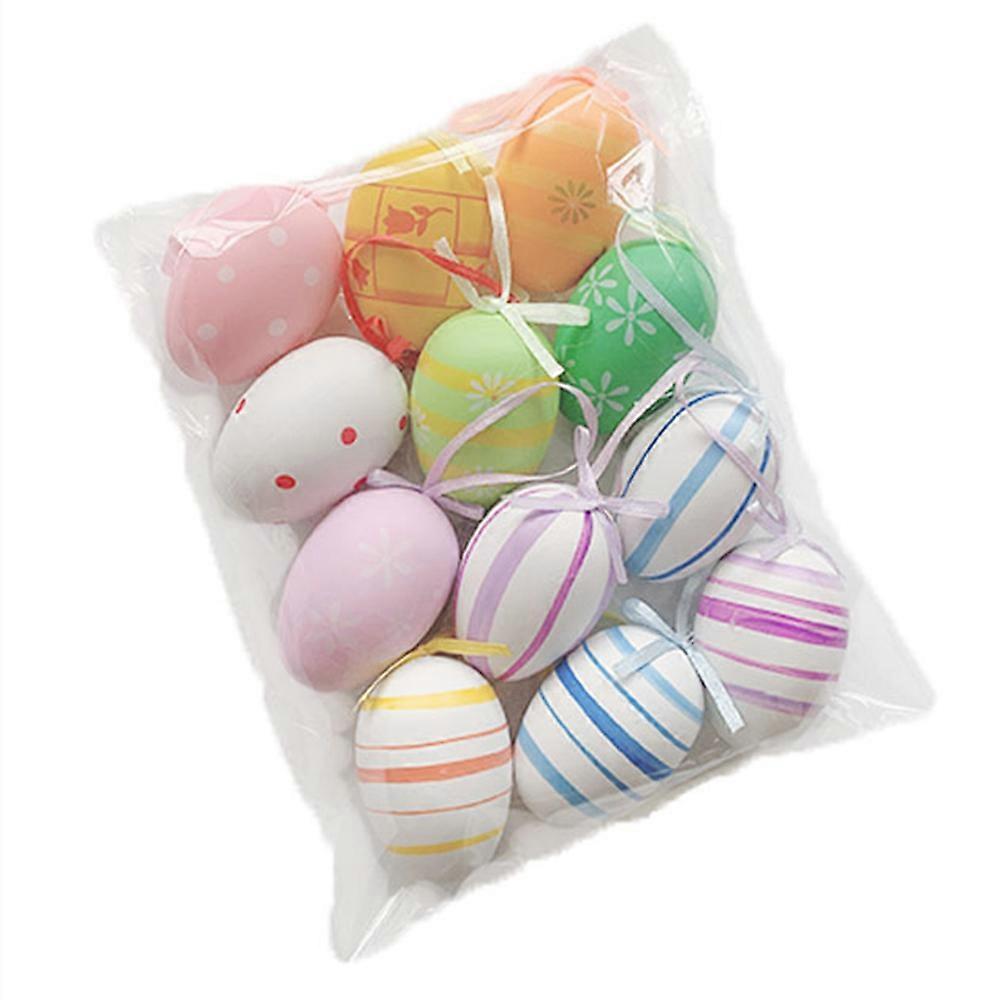 12 Easter eggs for hanging 6cm plastic eggs plastic eggs Easter decoration mix DG