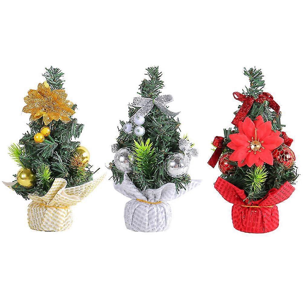 3pcs Artificial Mini Christmas Trees Desktop Mini Xmas Trees Xmas Home Tabletop Decorations
