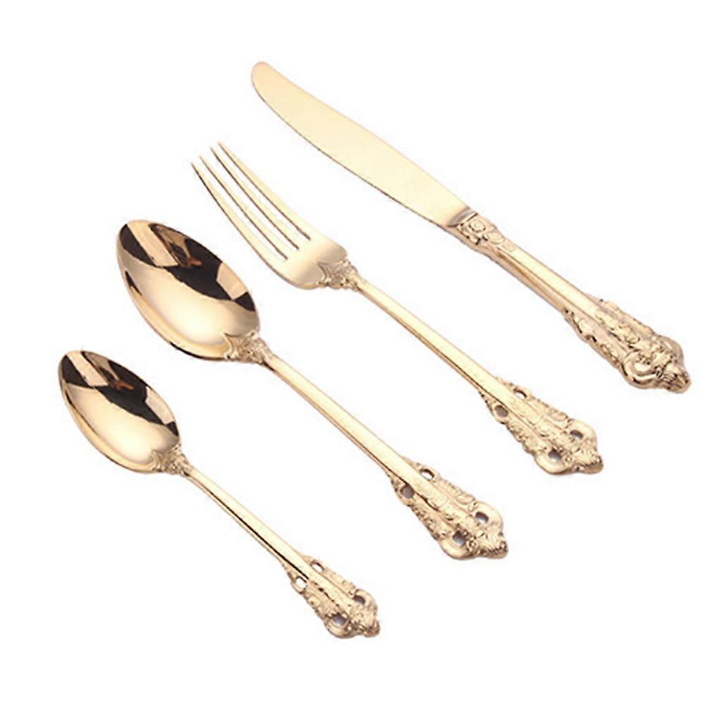 4Pcs Cutlery Set Stainless Steel Knife Fork Spoon Tableware Flatware Set