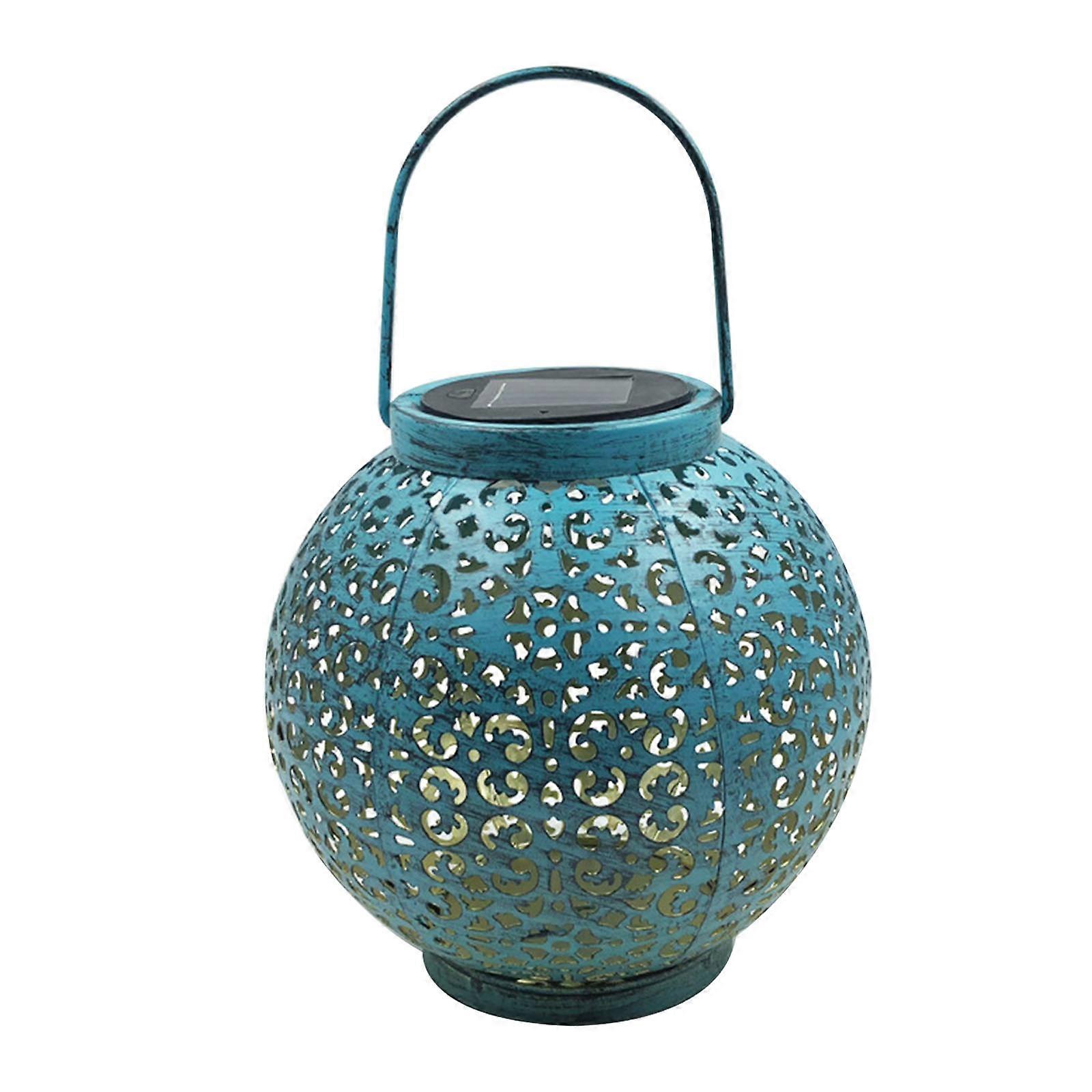Solar Powered Retro Hollow Pattern Lantern Outdoor Garden Decor Light LEDs