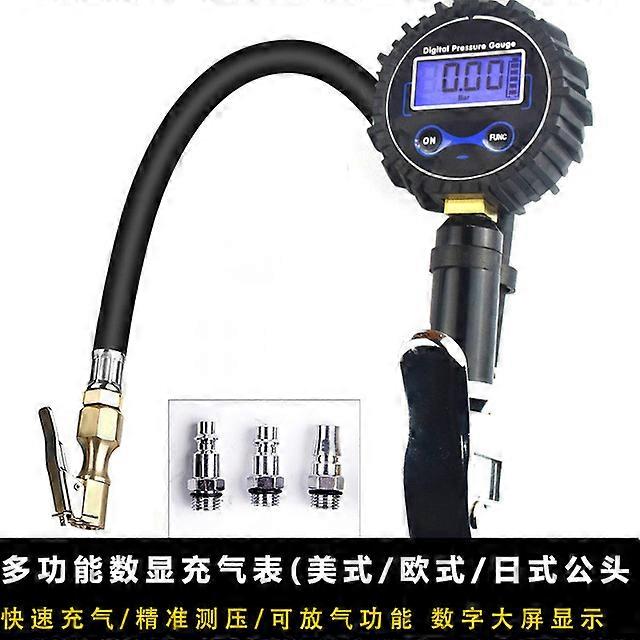 200 PSI Digital Car Tire Air Pressure Inflator Gauge LCD Display LED Backlight Vehicle Tester Inflation Monitoring with 3 Head