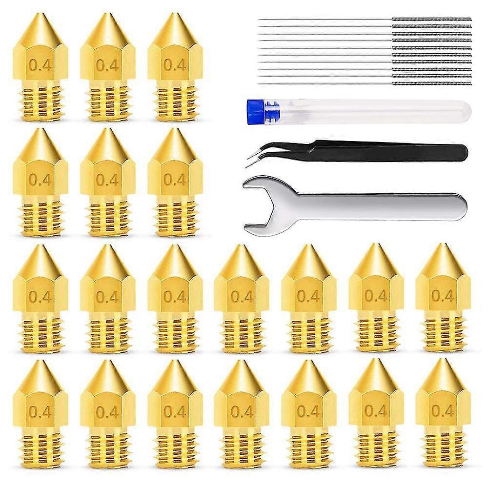 20 Pieces Of 0.4mm Mk8 3d Pri Extruder Nozzles For Makerbot Ender 3 3pro Cr-10, Extruder Nozzles, 12 Pieces Of 3d Pri Nozzle Cleaning Too