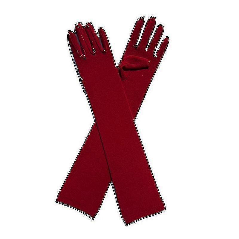 Luvas de Inverno Para Mulheres Luvas de Seda Longa para Banquetes Luvas de Condução Elásticas V