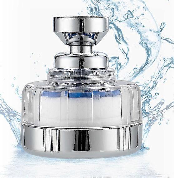 Water Filter Faucet,Universal Limescale Filter Faucet with 6 PP Cotton Filter Elements,360 Rotating Sprayer Head