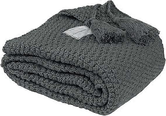 Knitted Tassel Wool Blanket Fluffy Sofa Couch Bed Chair Blanket With Fringes Home Office Warm Nap Blanket Air Conditioning Sleeping Throw Afternoon Te