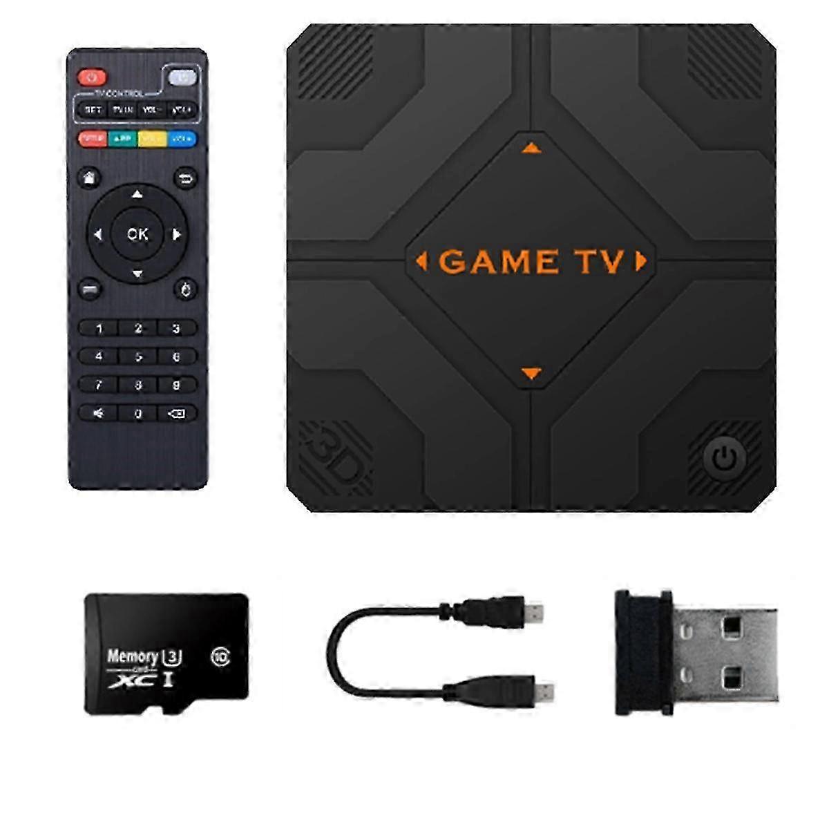 V5 Retro Game Console 128g 51000 Games Dual Handheld Game Console Tv Box Game Controller Home Game System Eu Plug