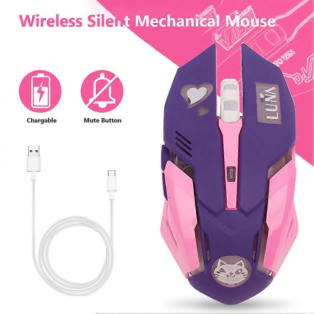 Breathing LED USB Wireless Optical Mouse 2400dpi Mute PC Laptop Computer 6 Buttons Gaming Mice for OW DVA overwatch