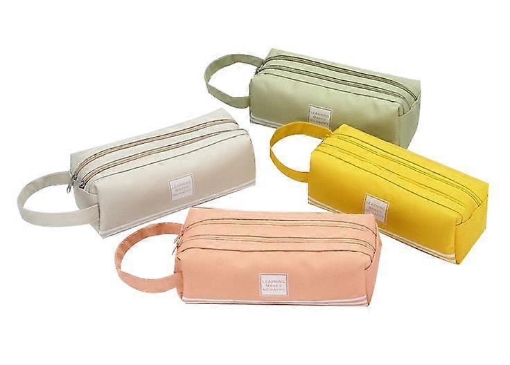 Large Pencil Case Big Capacity 2 Compartments Canvas Pencil Pouch School Students