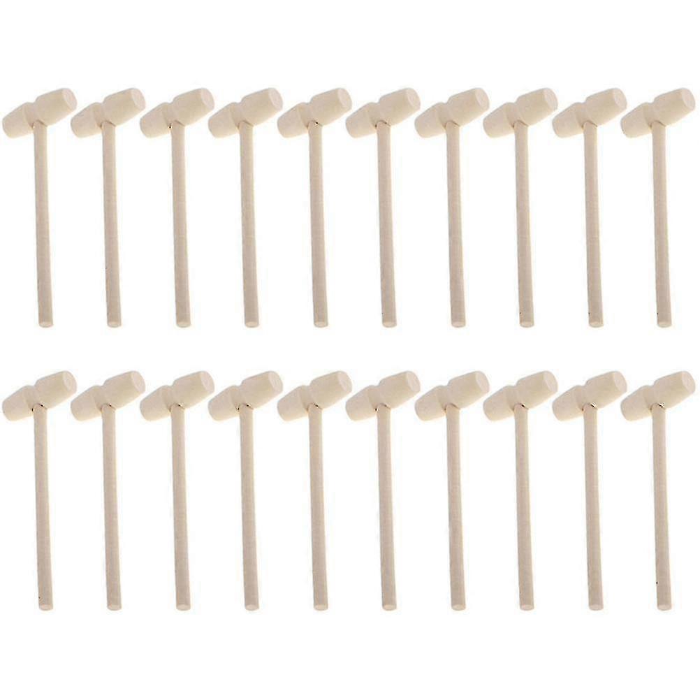 20pcs Solid Wood Mini Hammers Hitting Hammer Toys Creative Educational Toy (oval)