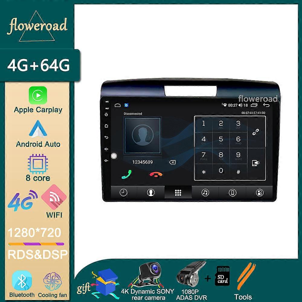 Stereo 2din Auto Car Radio Multimedia Player Android For Honda CRV 2012-2016 Navigation GPS Apple Carplay Head Unit Bluetooth 4G