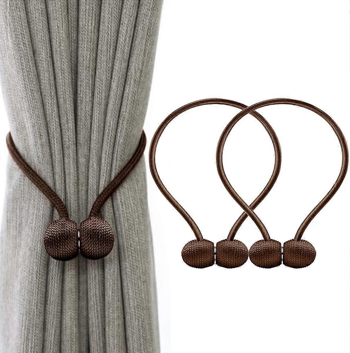 Magnetic Braided Curtain Buckle - Brown - Tiebacks (Pair)