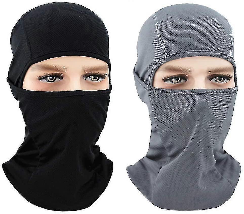 2pcs Black And Gray Face Mask Balaclava