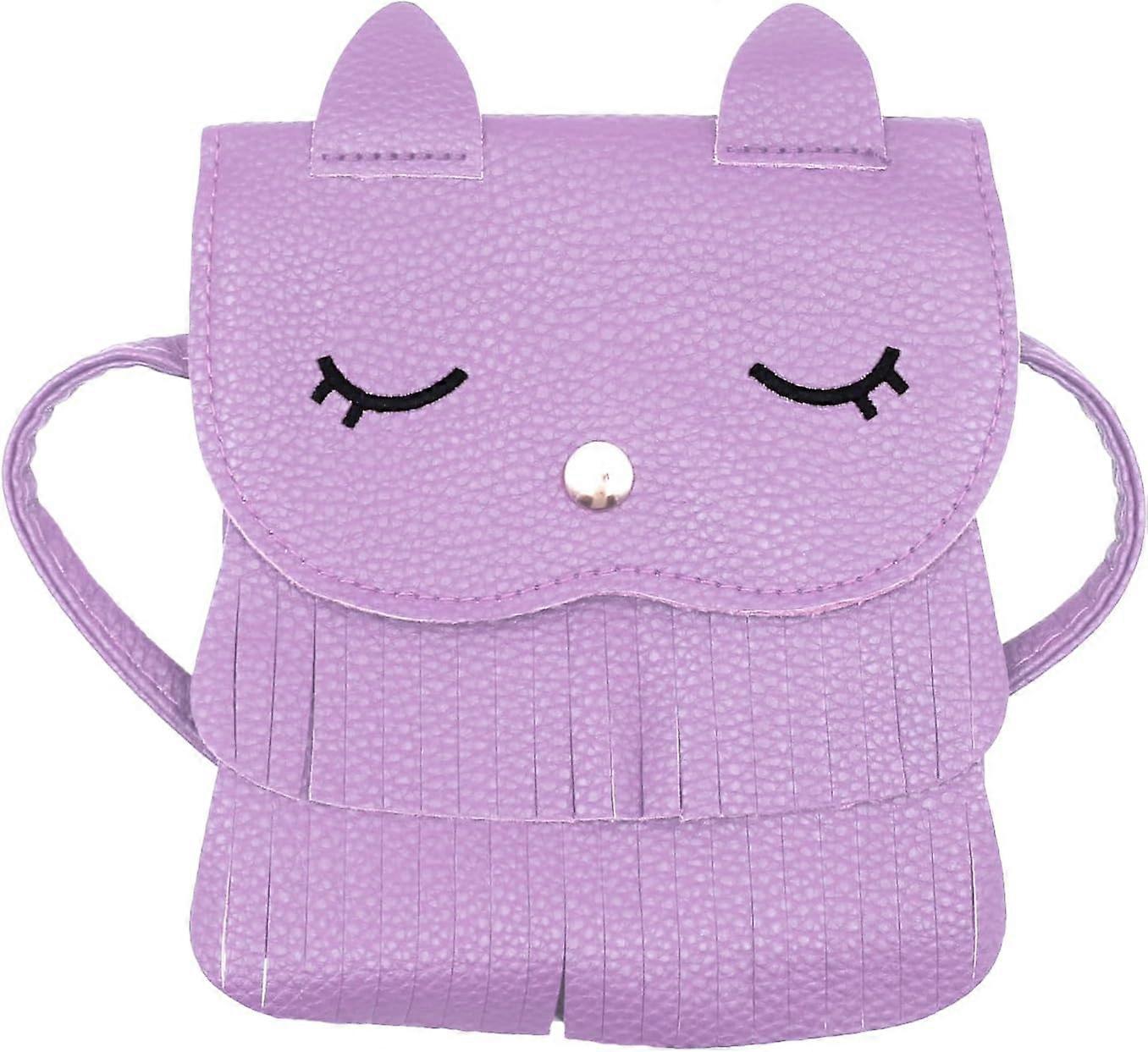 YC חתול ציצית תיק כתף ארנק מטבעות קטן תיק מוצלב לילדים בנות, סגול (5.1 אינץ 'x 5.9 אינץ '), סגול מידה אחת (5.1 אינץ 'x 5.9 אינץ ')