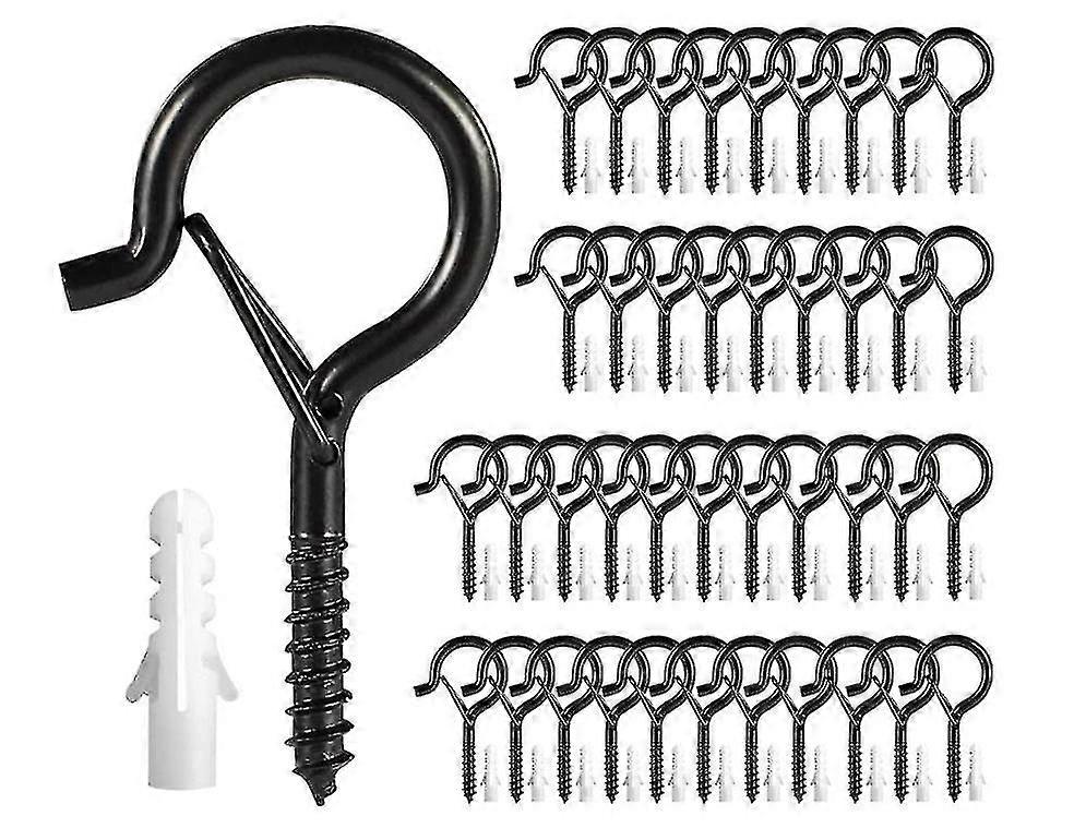 2023 - 40 Pack Hooks, Screw Hooks For Outdoor String Lights, Safety Buckle Design Cup Eye Hooks For Hangingsn154