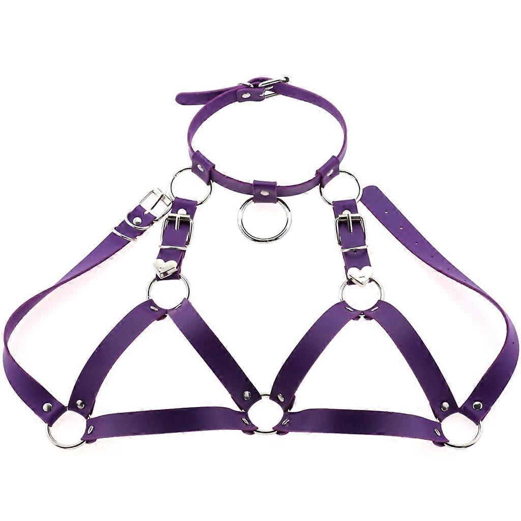 Punk Cupless BH Sele Behå Topp Bröstfäste BraChain Läder BH Sele