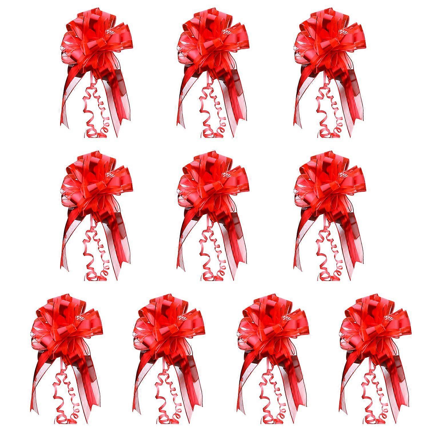 10Pcs Pull Bow Ribbon Romantic Car Pull Bows Hand-pulled Ribbon for Gift Packing Weddings Parties