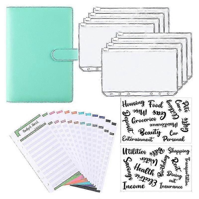 A6 Binder Budget Planner Notebook Covers Folder Size 6 Hole Pockets Plastic Zipper Money Saving Envelope