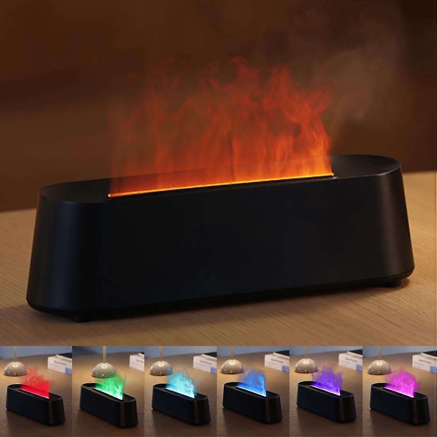 Essential Oil Diffuser, Fireplace Fire Flame Aromatherapy Diffuser, 250ml Cool Mist Humidifier, Scent Aroma Diffuser with 7 Colors Light, Remote Contr